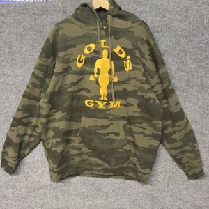Gold's Gym Hoodie Mens 2XL Green Camo Pullover Fleece Logo Bodybuilding Gym